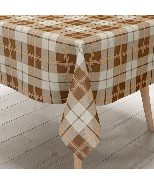 Wachstuch Tischdecke Karo braun beige