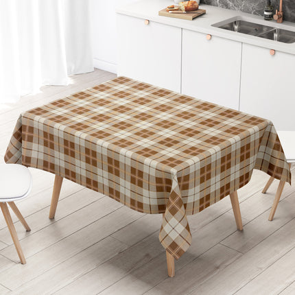 Wachstuch Tischdecke Karo braun beige