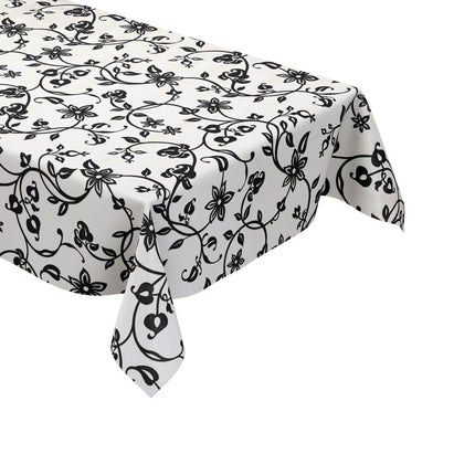 Wachstuch Tischdecke K117A Blumenranken Elegant schwarz weiss abwaschbar eckig rund oval