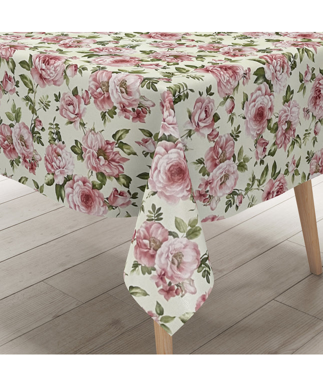 Wachstuchdecke Rosen beige