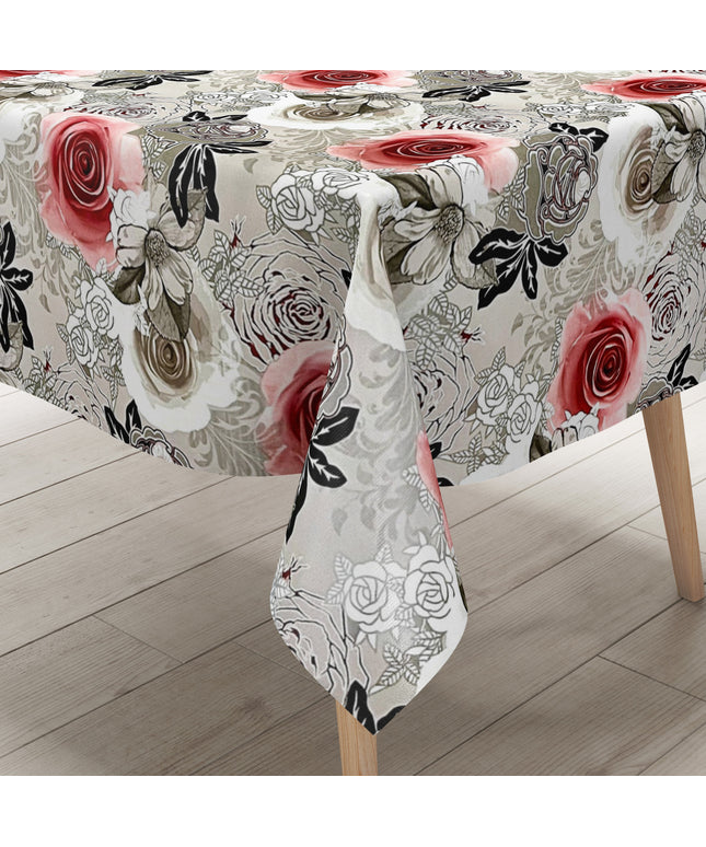 abwaschabre Wachstuch Tischdecke Rosen Blumen Blüten
