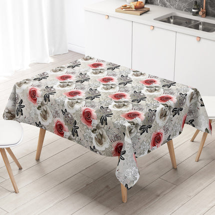 abwaschabre Wachstuch Tischdecke Rosen Blumen Blüten