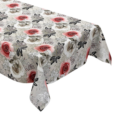 abwaschabre Wachstuch Tischdecke Rosen Blumen Blüten