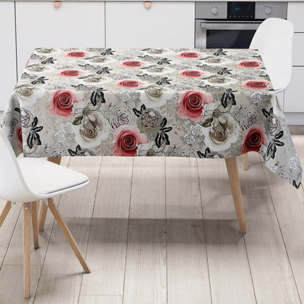 abwaschabre Wachstuch Tischdecke Rosen Blumen Blüten