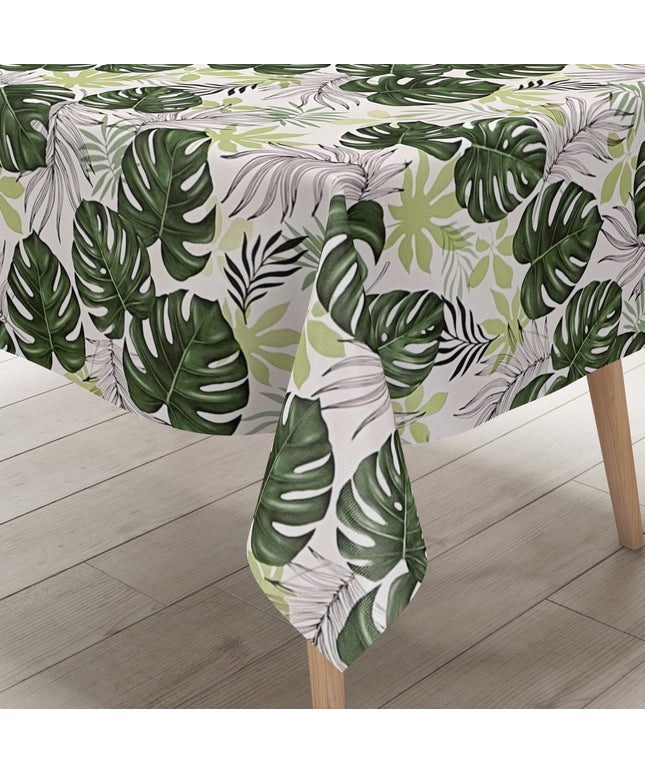 Wachstuch Tischdecke geprägt Palmen Blätter Monstera