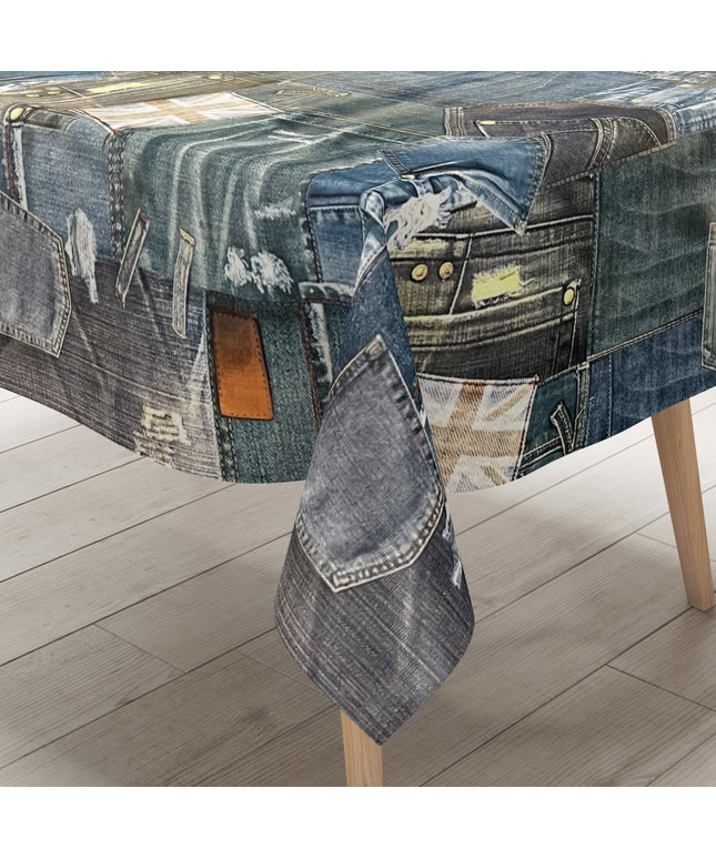 Wachstuch Tischdecke K150023 Jeans Denim blau eckig rund oval