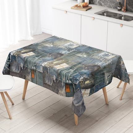 Wachstuch Tischdecke K150023 Jeans Denim blau eckig rund oval