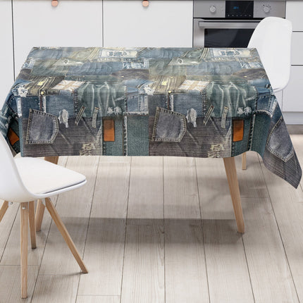 Wachstuch Tischdecke K150023 Jeans Denim blau eckig rund oval