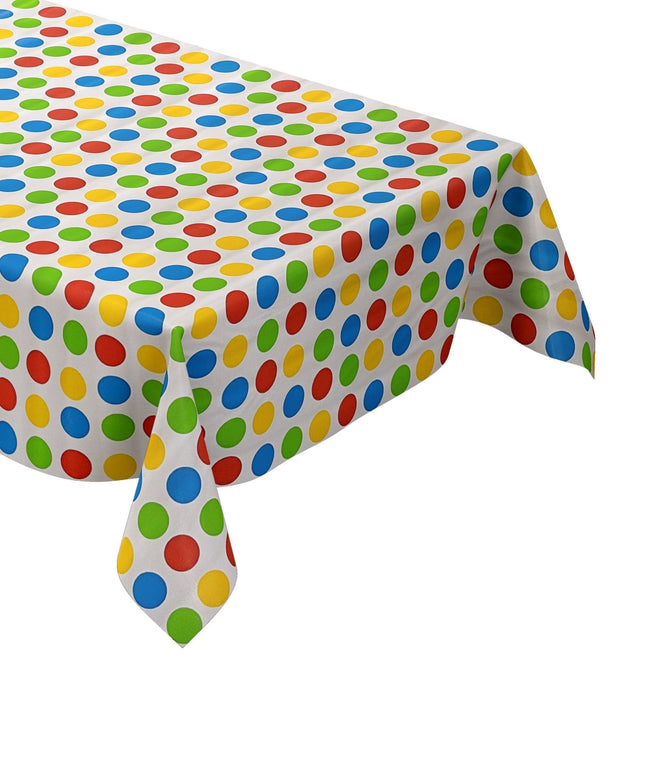 Wachstuch Tischdecke bunte Punkte auf weiss