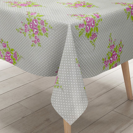 Wachstuch Tischdecke K150029 Lavendel Punkte auf beige eckig rund oval