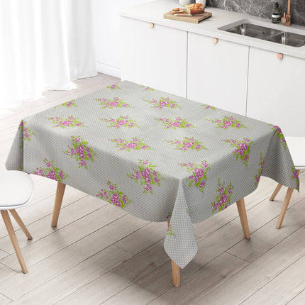 Wachstuch Tischdecke K150029 Lavendel Punkte auf beige eckig rund oval