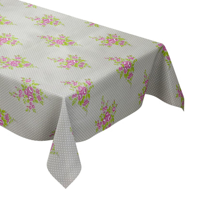 Wachstuch Tischdecke K150029 Lavendel Punkte auf beige eckig rund oval