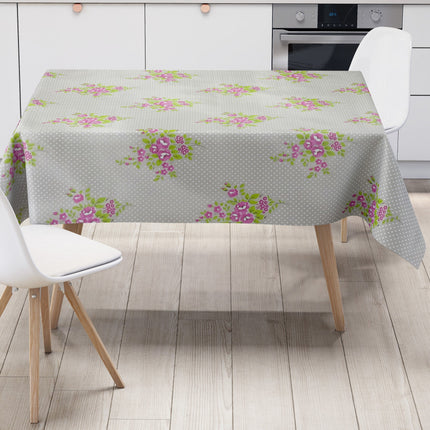 Wachstuch Tischdecke K150029 Lavendel Punkte auf beige eckig rund oval