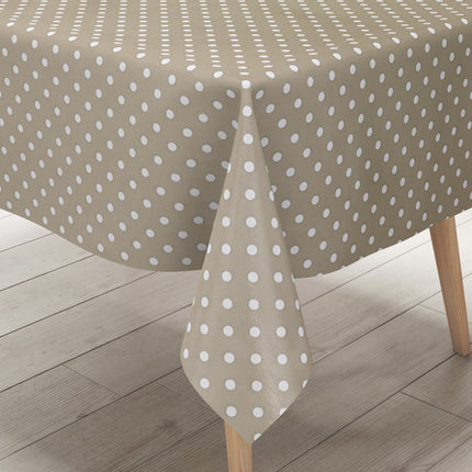 Wachstuch Tischdecke K150042 weiße Punkte auf taupe retro Dotties eckig rund oval