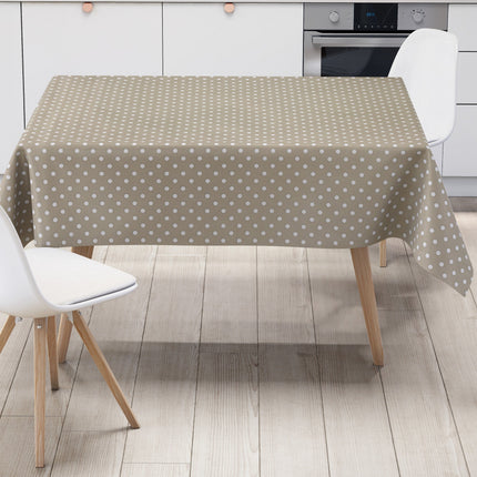 Wachstuch Tischdecke K150042 weiße Punkte auf taupe retro Dotties eckig rund oval