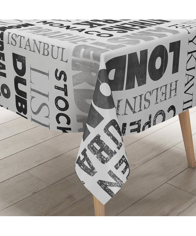 Wachstuch Tischdecke K150059 Städte Berlin London schwarz weiß eckig rund oval