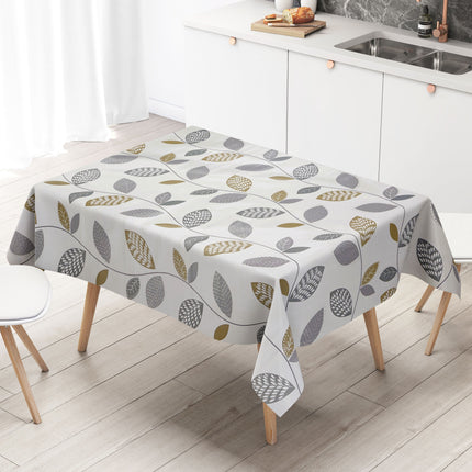 Wachstuch Tischdecke K150087 Laub Blätter Herbst auf weiß eckig rund oval