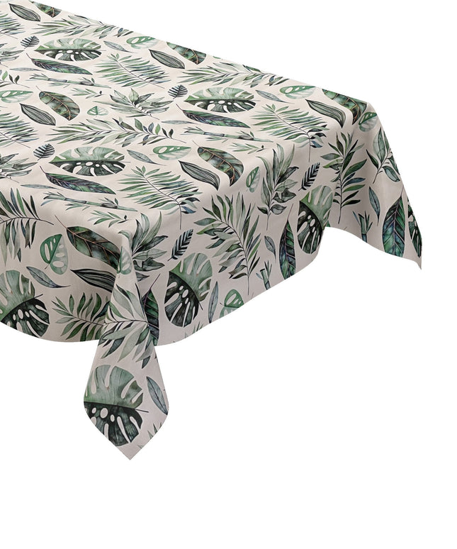 Wachstuch Tischdecke K150131 Monstera Laub Dschungel auf weiss nach Maß eckig rund oval