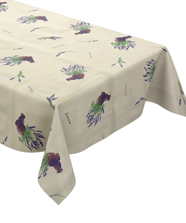 Wachstuch Tischdecke K150114 Lavendel auf beige eckig rund oval