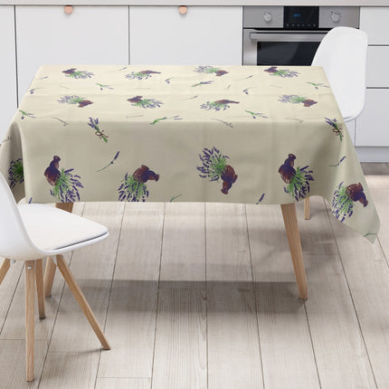 Wachstuch Tischdecke K150114 Lavendel auf beige eckig rund oval