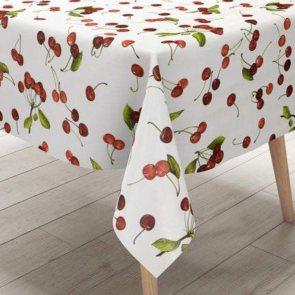 Wachstuch Tischdecke Kirschen weiss