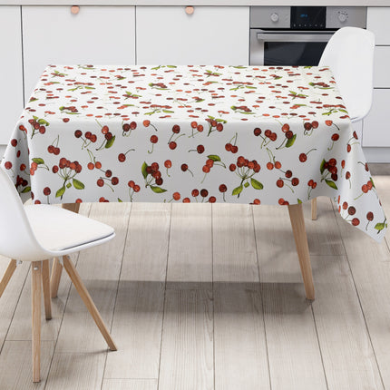 Wachstuch Tischdecke Kirschen weiss