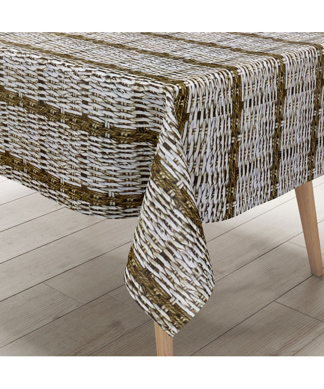 Wachstuch Tischdecke K150181 Rattanoptik geflochten braun beige eckig rund oval