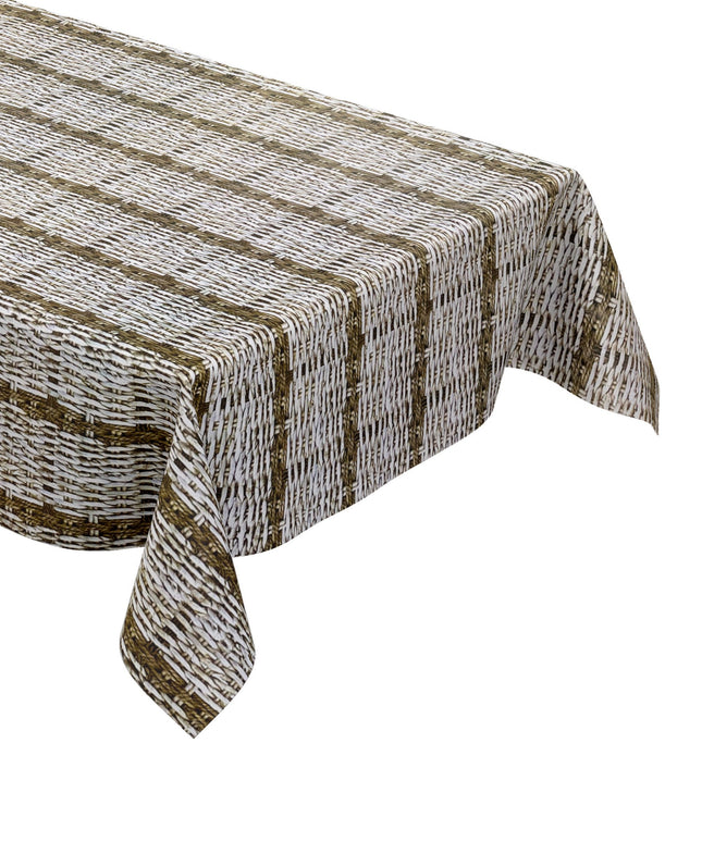 Wachstuch Tischdecke K150181 Rattanoptik geflochten braun beige eckig rund oval