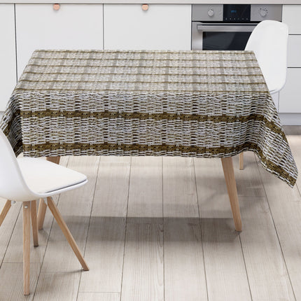 Wachstuch Tischdecke K150181 Rattanoptik geflochten braun beige eckig rund oval