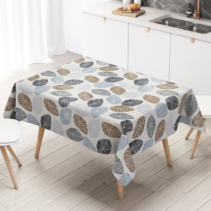 Wachstuch Tischdecke K150201 Laub Blätter Herbst auf weiß eckig rund oval