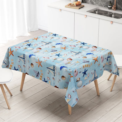 Wachstuch Tischdecke K150214 Muschel Sand Seestern maritim eckig rund oval