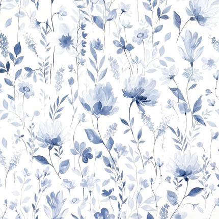 Wachstuch Tischdecke  K150242 blau Blumenwiese Blüten eckig rund oval