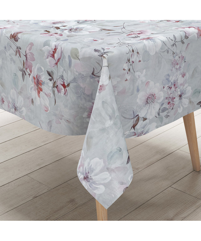 Wachstuch Tischdecke Blumen grau
