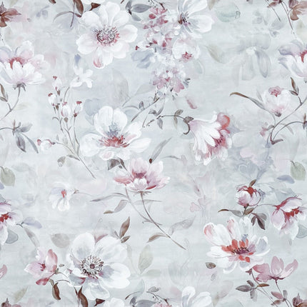 Wachstuch Tischdecke Blumen grau