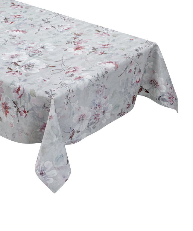 Wachstuch Tischdecke Blumen grau
