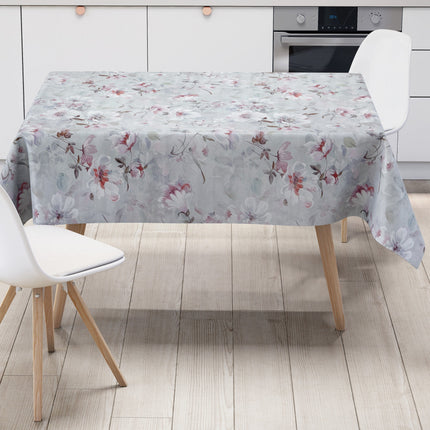 Wachstuch Tischdecke Blumen grau