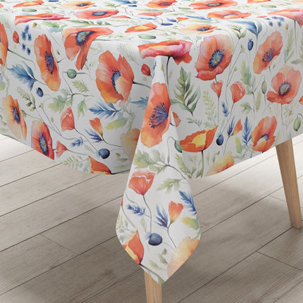 Wachstuch Tischdecke K150280 pastellfarbene Mohnblumen - Größe, Form und Einfassung frei wählbar