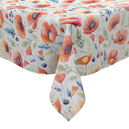 Wachstuch Tischdecke K150280 pastellfarbene Mohnblumen - Größe, Form und Einfassung frei wählbar