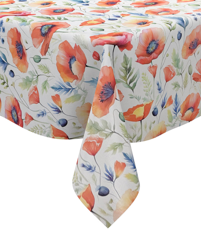 Wachstuch Tischdecke K150280 pastellfarbene Mohnblumen - Größe, Form und Einfassung frei wählbar
