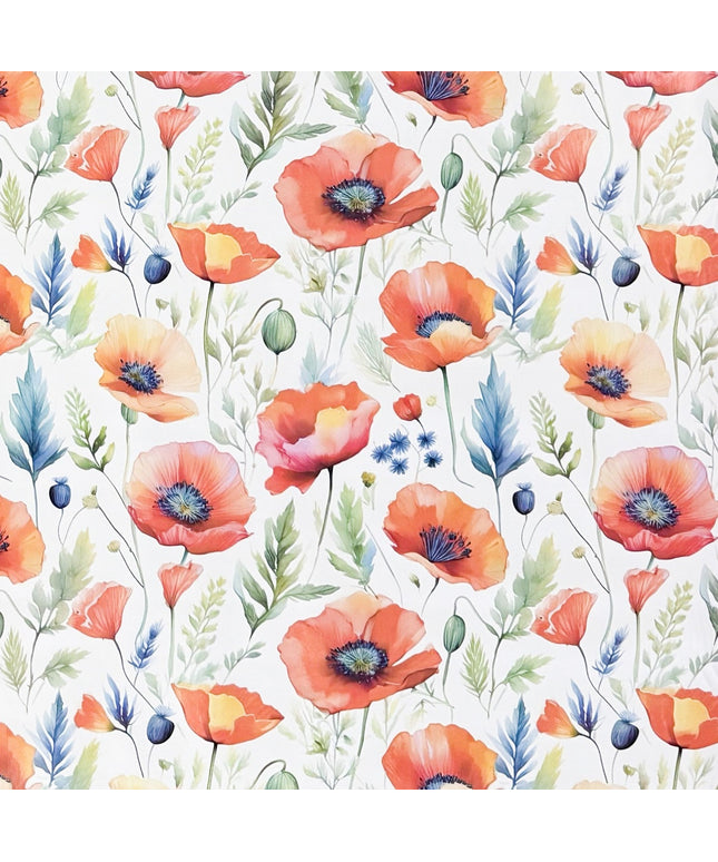 Wachstuch Tischdecke K150280 pastellfarbene Mohnblumen - Größe, Form und Einfassung frei wählbar
