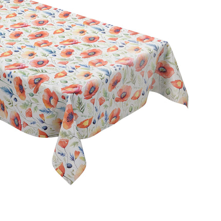 Wachstuch Tischdecke K150280 pastellfarbene Mohnblumen - Größe, Form und Einfassung frei wählbar