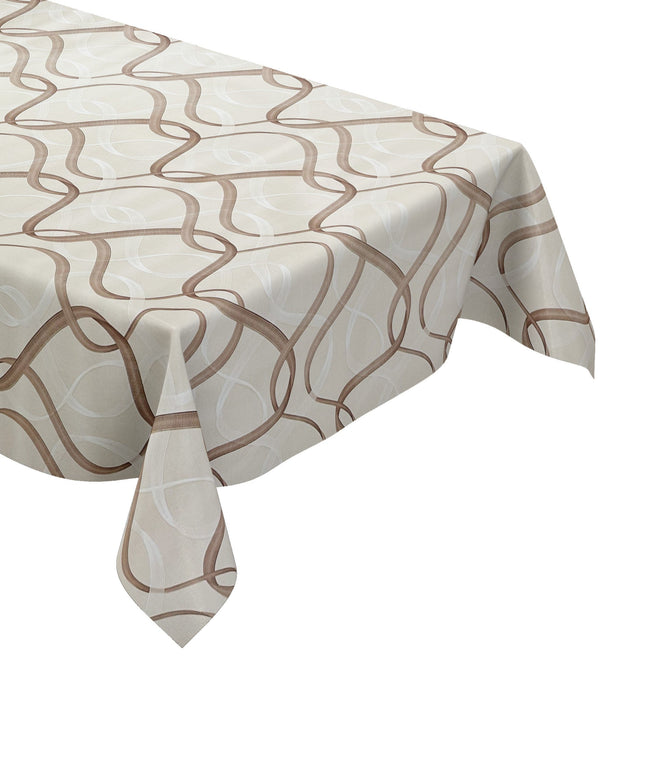 Wachstuch Tischdecke beige braun Wellen Linien