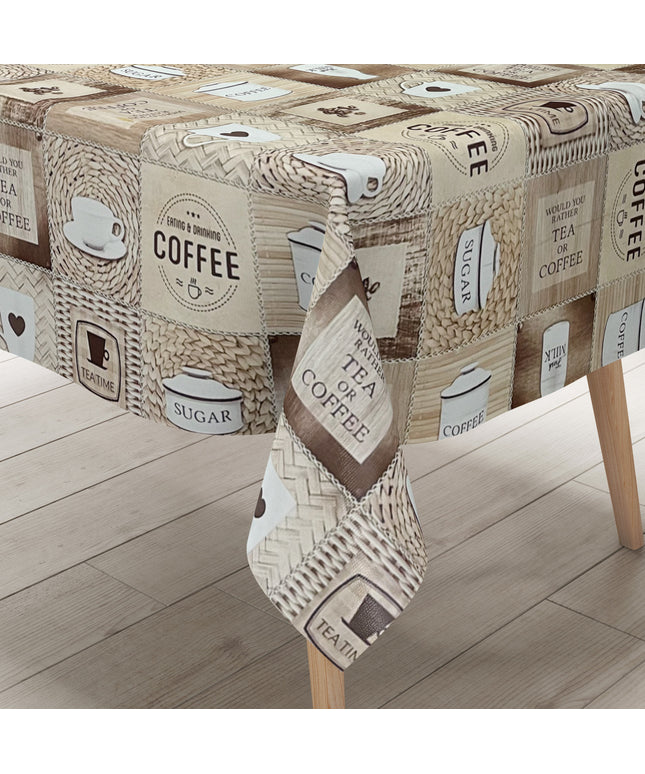 abwaschbare PVC Tischdecke Kücke Kaffee Zucker Tee
