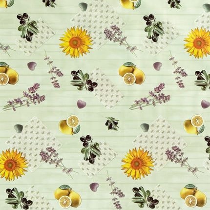 Wachstuch Tischdecke Sonnenblumen Lavendel mintgrün