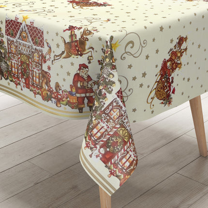 Wachstuch Rolle Weihnachten K23A Weihnachtsschlitten Bordürenmuster Rollenware