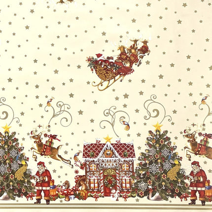Wachstuch Rolle Weihnachten K23A Weihnachtsschlitten Bordürenmuster Rollenware