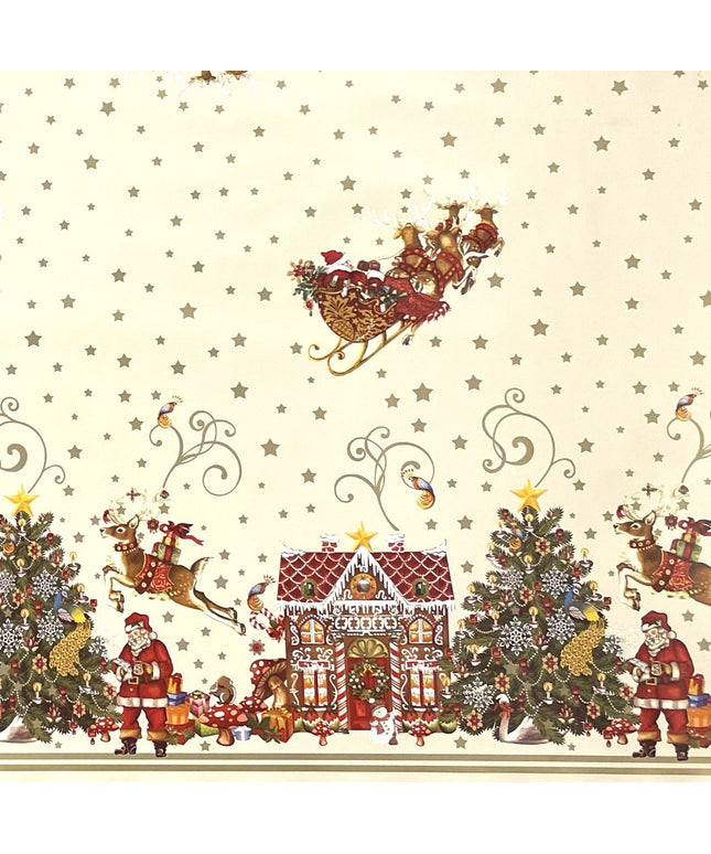 Wachstuch Rolle Weihnachten K23A Weihnachtsschlitten Bordürenmuster Rollenware
