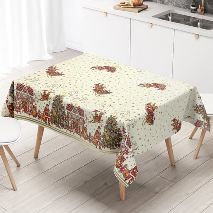 Wachstuch Rolle Weihnachten K23A Weihnachtsschlitten Bordürenmuster Rollenware