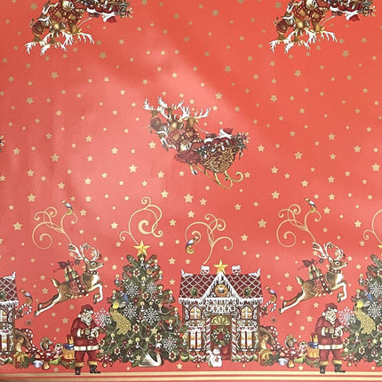 KEVKUS Wachstuch Tischdecke Weihnachten K23B rot Bordürenmuster Weihnachtsmann eckig rund oval