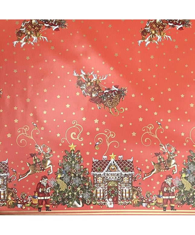 Wachstuch Rolle Weihnachten K23B Weihnachtsschlitten Bordürenmuster Rollenware